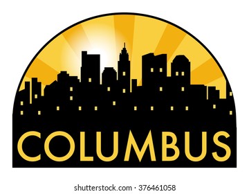 Abstract skyline Columbus, with various landmarks, vector illustration