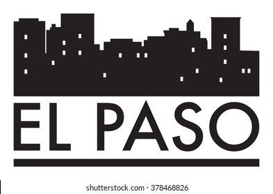 Abstract skyline El paso, with various landmarks, vector illustration