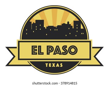 Abstract skyline El paso with various landmarks, vector illustration