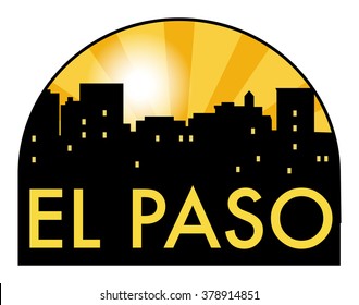 Abstract skyline El Paso with various landmarks, vector illustration