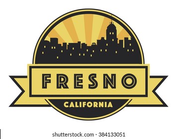 Abstract skyline Fresno, with various landmarks, vector illustration