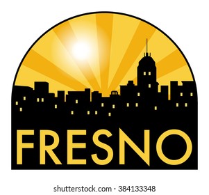 Abstract skyline Fresno, with various landmarks, vector illustration