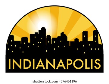Abstract skyline Indianapolis, with various landmarks, vector illustration