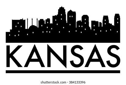 Abstract skyline Kansas, with various landmarks, vector illustration