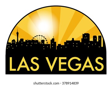 Abstract skyline Las Vegas with various landmarks, vector illustration