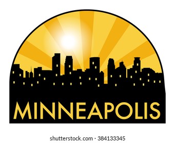 Abstract skyline Minneapolis, with various landmarks, vector illustration