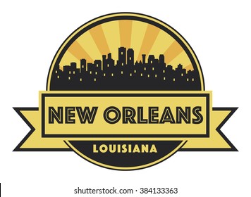 Abstract skyline New Orleans, with various landmarks, vector illustration