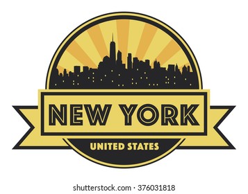 Abstract skyline New York, with various landmarks, vector illustration