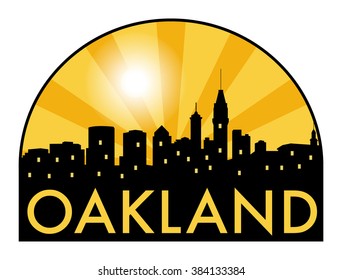 Abstract skyline Oakland, with various landmarks, vector illustration