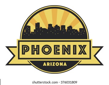 Abstract skyline Phoenix, with various landmarks, vector illustration