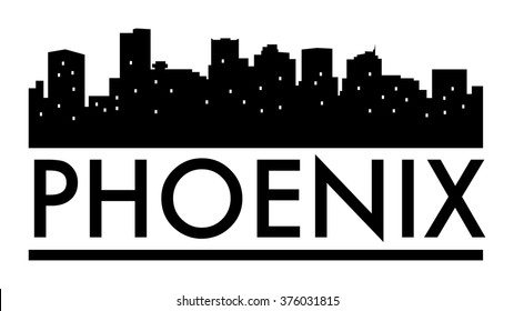 Abstract skyline Phoenix, with various landmarks, vector illustration