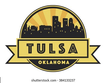 Abstract skyline Tulsa, with various landmarks, vector illustration
