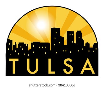 Abstract skyline Tulsa, with various landmarks, vector illustration