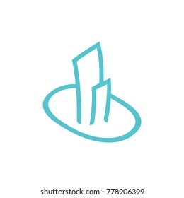 abstract skyscraper hand drawn logo vector 