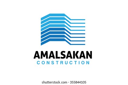 abstract skyscraper lines logo building construction vector