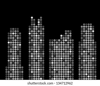 Abstract skyscrapers made from lighting points