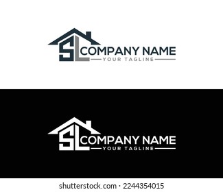 Resumen de la carta SL Diseño de logotipo de forma de casa creativa. Único Inmueble Inmobiliario, Inmueble Inmobiliario, Inmueble, Icono del Vector de Identidad Empresarial de Construcción. 