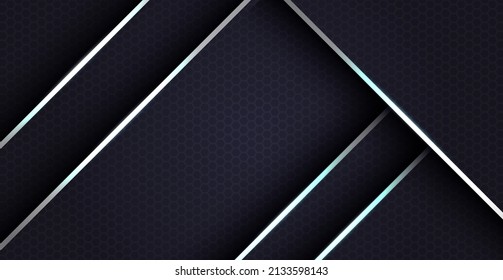 abstract slash silver cross line with dark hexagon texture background. eps10 vector