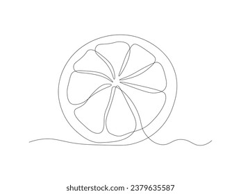 Abstract slice of lemon,orange, lime, continuous one line art drawing