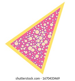 Abstract slice of pizza on white isolated backdrop. Dotted triangle for pizzeria logo, notebook sticker, bath tile or bed linen. Phone case or cloth print art. Minimal style stock vector illustration