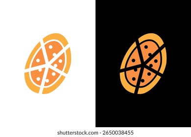 Ilustração gráfica de pizza fatiada abstrata