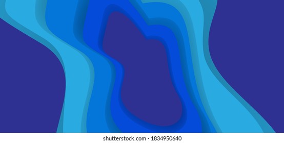 Abstract slime blue paper cut background design vector