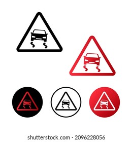 Abstract Slippery Road Icon Design