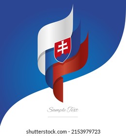 Abstract Slovakia 3D wavy flag white blue red modern ribbon strip logo icon abstract background vector