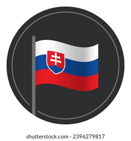 Abstract Slovakia Flag Flat Icon in Circle Isolated on White Background