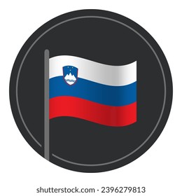 Resumen icono plano de la bandera de Eslovenia en círculo aislado en fondo blanco