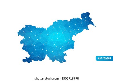 Abstract Slovenia Map geometric rumpled triangular low poly style gradient graphic on white background , line dots polygonal design for your . Vector illustration eps 10