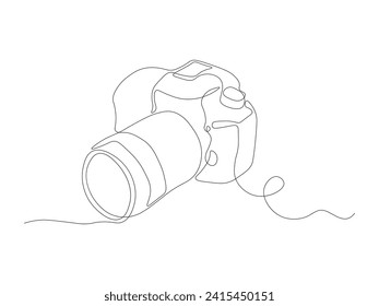 Cámara réflex abstracta , fotografía, dibujo de una línea de dibujo manual continuo