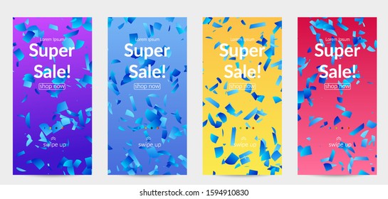 Abstract small bright particles moving on gradient. Dynamic modern design with glitch gradient lines. Futuristic design for extreme sports background. Inspired by deep underwater experience.