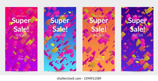 Abstract small bright particles moving on gradient. Dynamic modern design with glitch gradient lines. Futuristic design for extreme sports background. Inspired by deep underwater experience.