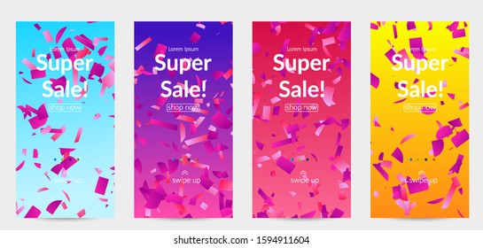 Abstract small bright particles moving on gradient. Dynamic modern design with glitch gradient lines. Futuristic design for extreme sports background. Inspired by deep underwater experience.