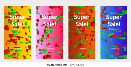 Abstract small bright particles moving on gradient. Dynamic modern design with glitch gradient lines. Futuristic design for extreme sports background. Inspired by deep underwater experience.