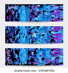 Abstract small bright particles moving on gradient. Dynamic modern design with glitch gradient lines. Futuristic design for extreme sports background. Inspired by deep underwater experience.