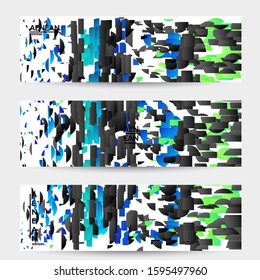 Abstract small bright particles moving on gradient. Dynamic modern design with glitch gradient lines. Futuristic design for extreme sports background. Inspired by deep underwater experience.