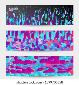 Abstract small bright particles moving on gradient. Dynamic modern design with glitch gradient lines. Futuristic design for extreme sports background. Inspired by deep underwater experience.