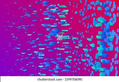 Abstract small bright particles moving on gradient. Dynamic modern design with glitch gradient lines. Futuristic design for extreme sports background. Inspired by deep underwater experience.