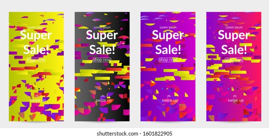 Abstract small bright particles moving on gradient. Dynamic modern design with glitch gradient lines. Futuristic design for extreme sports background. Inspired by deep underwater experience.
