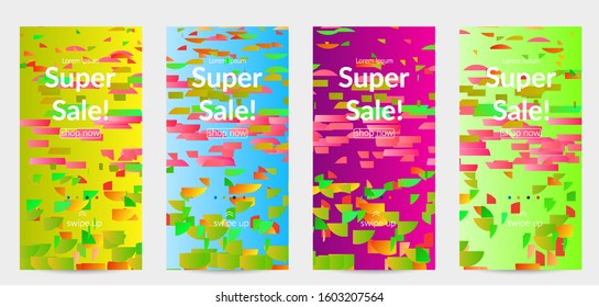 Abstract small bright particles moving on gradient. Dynamic modern design with glitch gradient lines. Futuristic design for extreme sports background. Inspired by deep underwater experience.