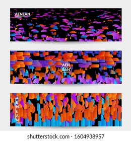 Abstract small bright particles moving on gradient. Dynamic modern design with glitch gradient lines. Futuristic design for extreme sports background. Inspired by deep underwater experience.