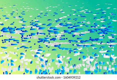 Abstract small bright particles moving on gradient. Dynamic modern design with glitch gradient lines. Futuristic design for extreme sports background. Inspired by deep underwater experience.