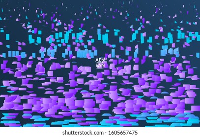 Abstract small bright particles moving on gradient. Dynamic modern design with glitch gradient lines. Futuristic design for extreme sports background. Inspired by deep underwater experience.