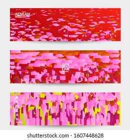 Abstract small bright particles moving on gradient. Dynamic modern design with glitch gradient lines. Futuristic design for extreme sports background. Inspired by deep underwater experience.