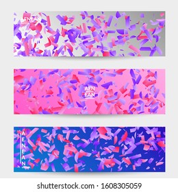 Abstract small bright particles moving on gradient. Dynamic modern design with glitch gradient lines. Futuristic design for extreme sports background. Inspired by deep underwater experience.