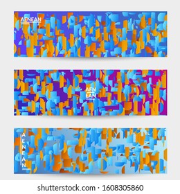 Abstract small bright particles moving on gradient. Dynamic modern design with glitch gradient lines. Futuristic design for extreme sports background. Inspired by deep underwater experience.