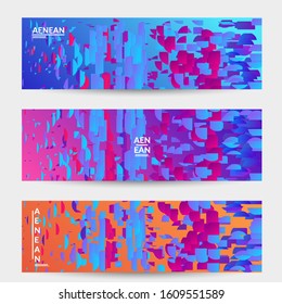 Abstract small bright particles moving on gradient. Dynamic modern design with glitch gradient lines. Futuristic design for extreme sports background. Inspired by deep underwater experience.