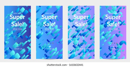 Abstract small bright particles moving on gradient. Dynamic modern design with glitch gradient lines. Futuristic design for extreme sports background. Inspired by deep underwater experience.